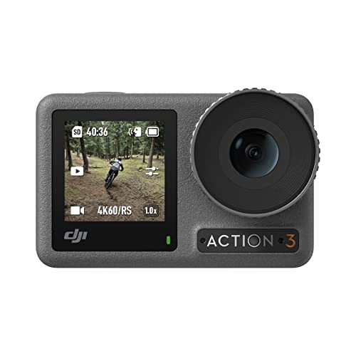 DJI Osmo Action 3 Standard Combo, Waterproof Action Camera with 4K HDR & Super-Wide FOV, 10-Bit Color Depth, HorizonSteady, Cold Resistant & Long-Lasting, Vlogging Camera for YouTube